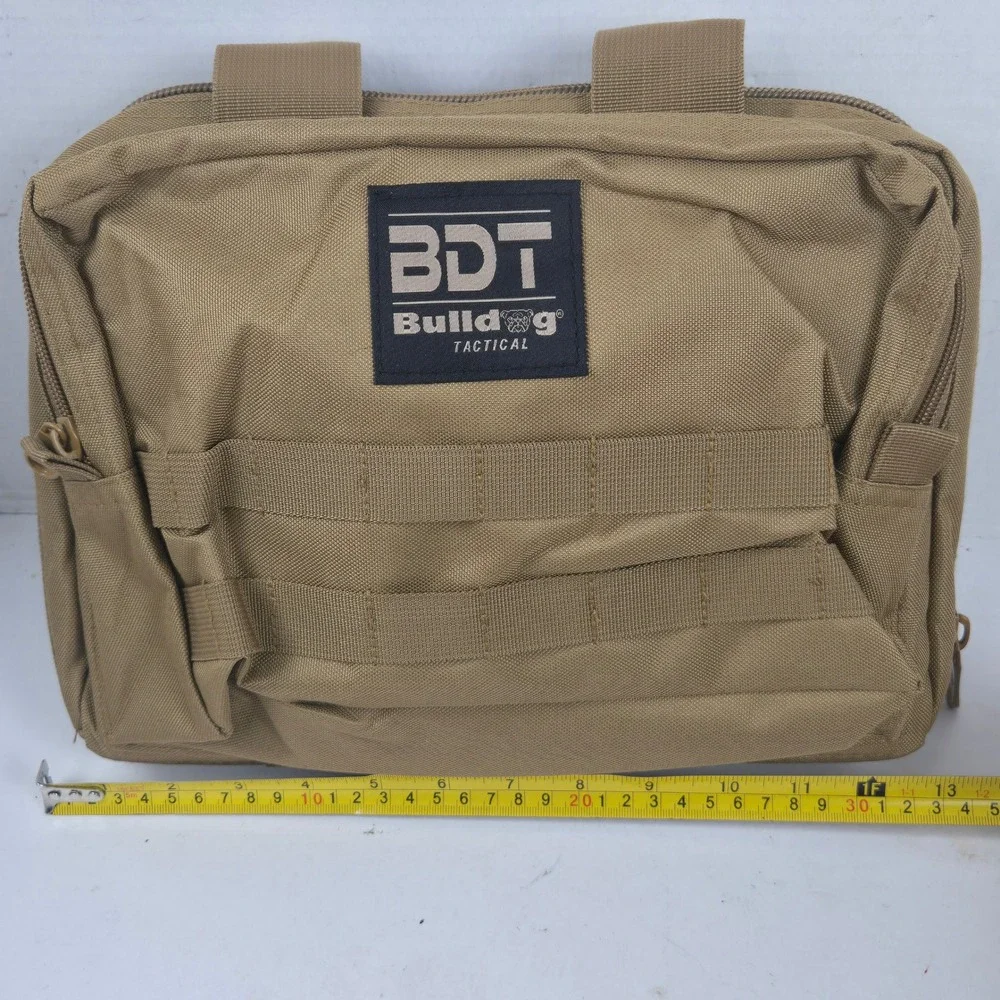 Bulldog Tactical BDT917T Deluxe 2 Pistol Range Soft Bag Tan MOLLE Utility Case